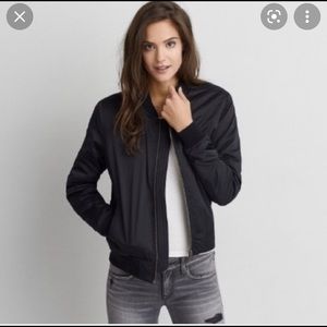 NWOT Women’s Black Satin Bomber Jacket!